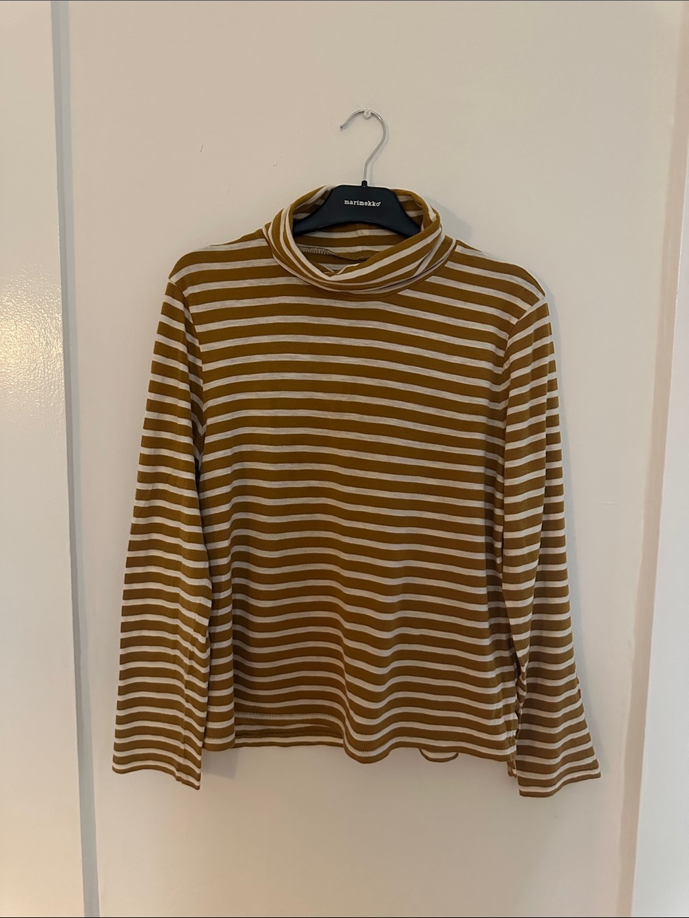Madewell Mustard and White Striped Turtleneck Long Sleeve Top